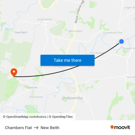 Chambers Flat to New Beith map