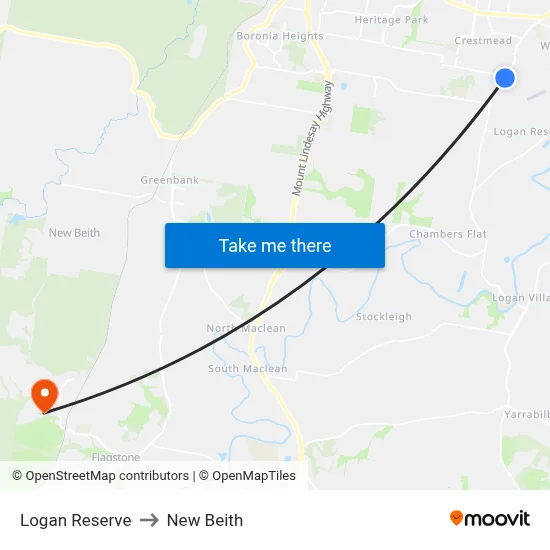 Logan Reserve to New Beith map