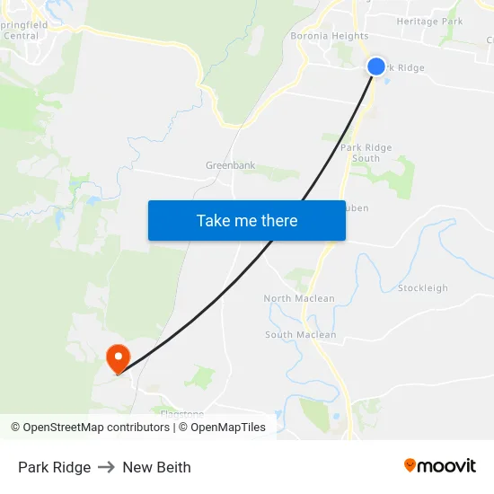 Park Ridge to New Beith map