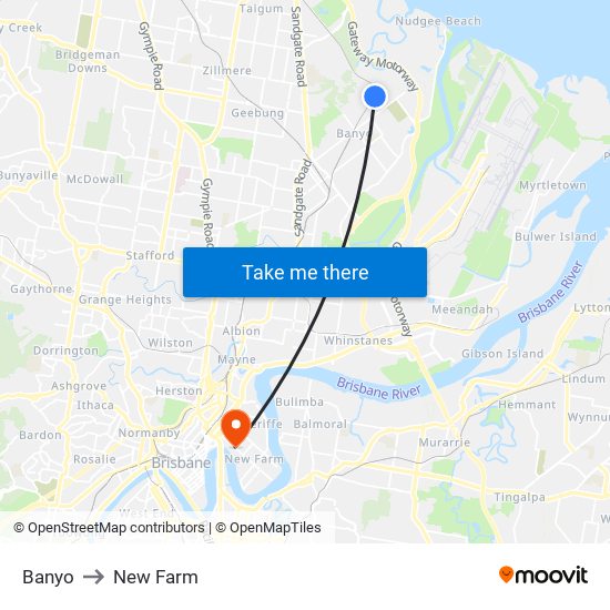 Banyo to New Farm map