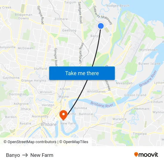 Banyo to New Farm map