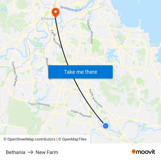 Bethania to New Farm map