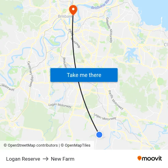 Logan Reserve to New Farm map