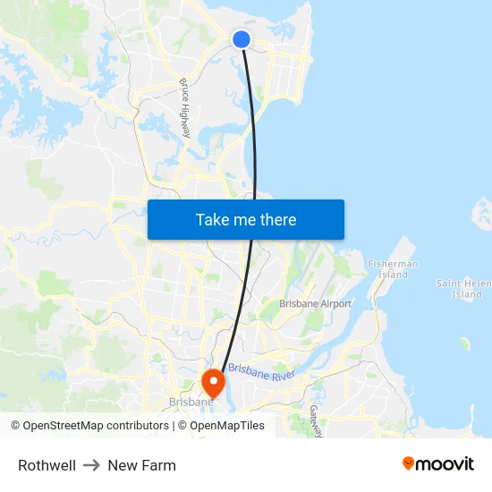 Rothwell to New Farm map