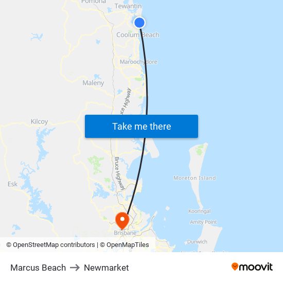 Marcus Beach to Newmarket map