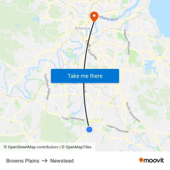 Browns Plains to Newstead map