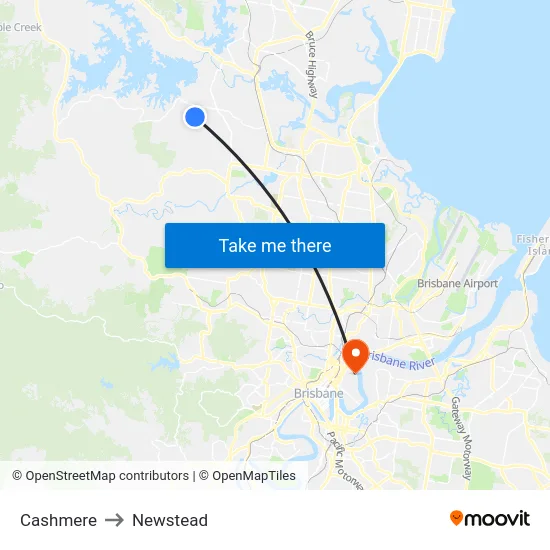 Cashmere to Newstead map