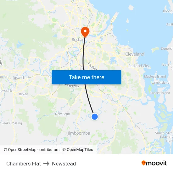 Chambers Flat to Newstead map