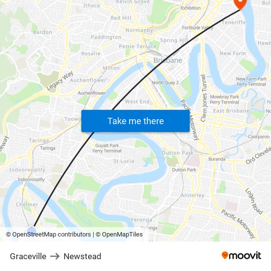 Graceville to Newstead map