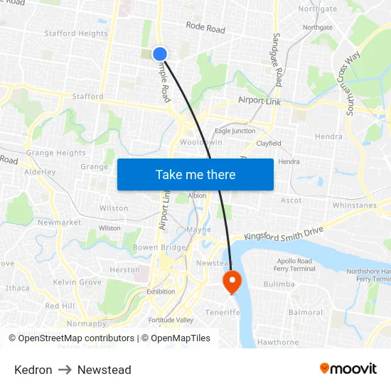 Kedron to Newstead map