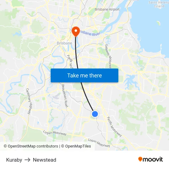 Kuraby to Newstead map