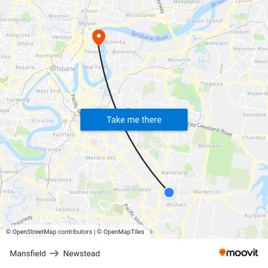 Mansfield to Newstead map