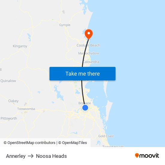 Annerley to Noosa Heads map