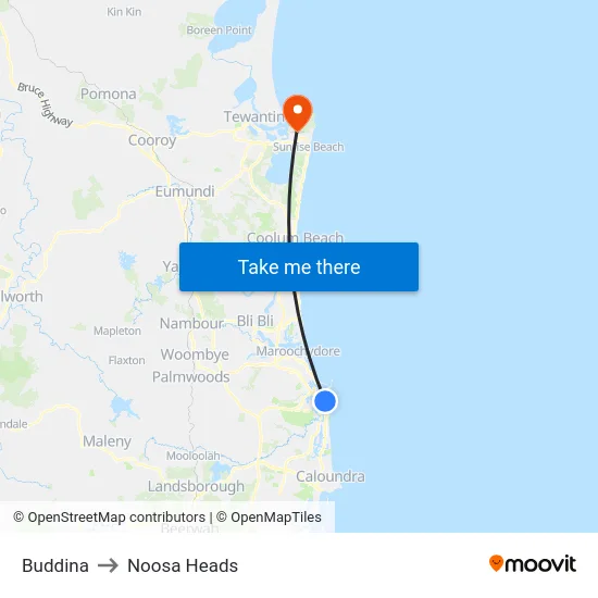 Buddina to Noosa Heads map