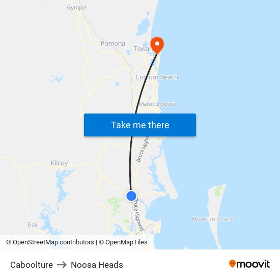 Caboolture to Noosa Heads map
