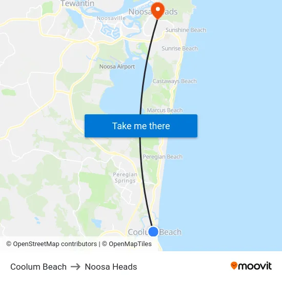 Coolum Beach to Noosa Heads map