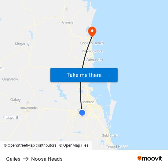Gailes to Noosa Heads map