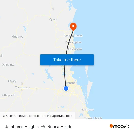 Jamboree Heights to Noosa Heads map
