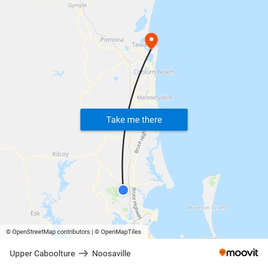 Upper Caboolture to Noosaville map