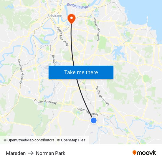 Marsden to Norman Park map