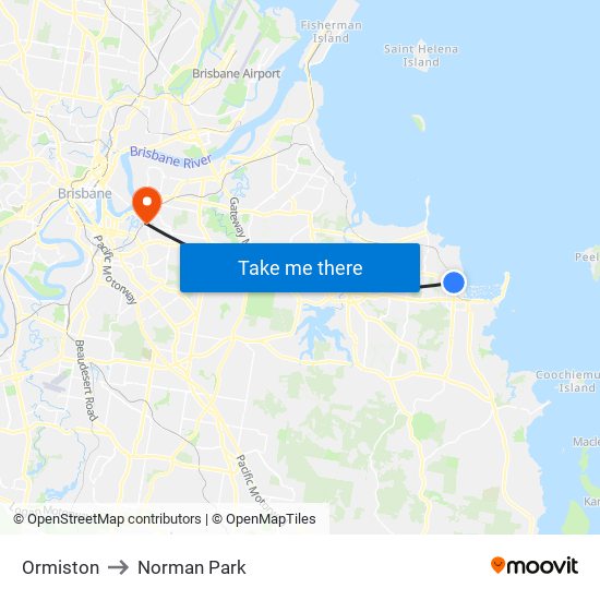 Ormiston to Norman Park map
