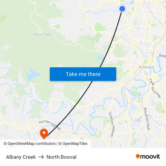 Albany Creek to North Booval map