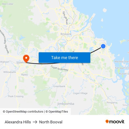 Alexandra Hills to North Booval map