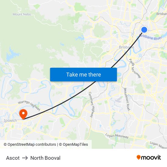Ascot to North Booval map