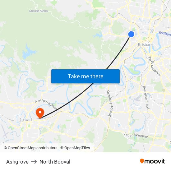 Ashgrove to North Booval map