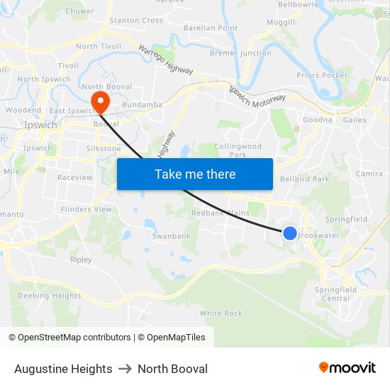Augustine Heights to North Booval map