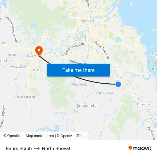 Bahrs Scrub to North Booval map