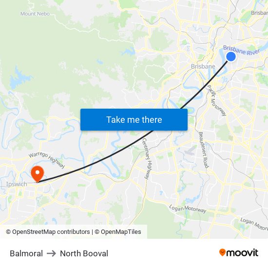 Balmoral to North Booval map