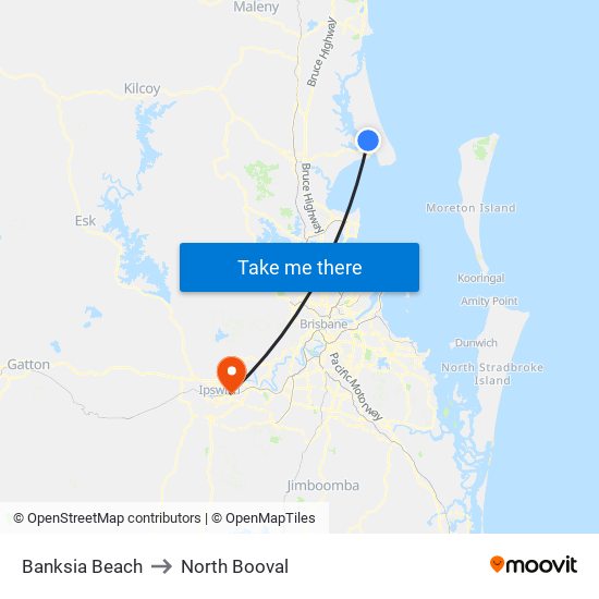 Banksia Beach to North Booval map