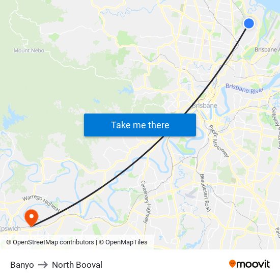 Banyo to North Booval map