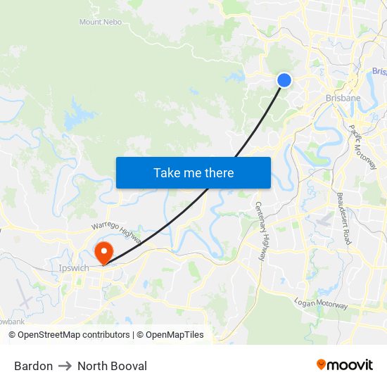 Bardon to North Booval map