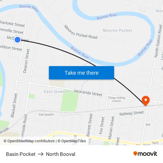 Basin Pocket to North Booval map