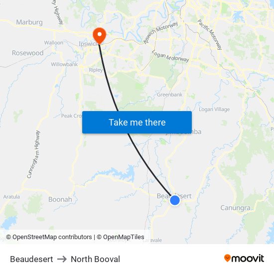 Beaudesert to North Booval map