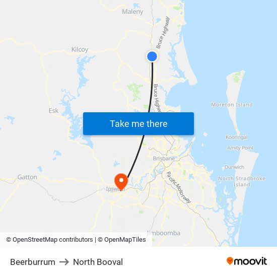 Beerburrum to North Booval map