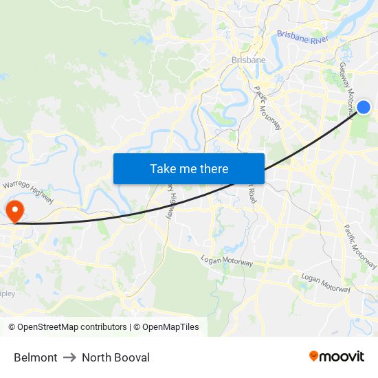 Belmont to North Booval map