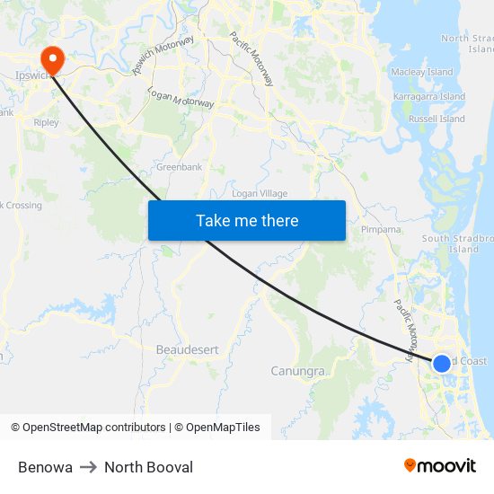 Benowa to North Booval map