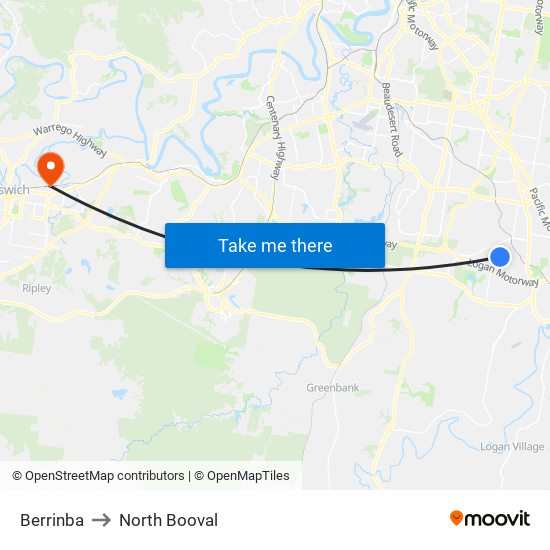 Berrinba to North Booval map