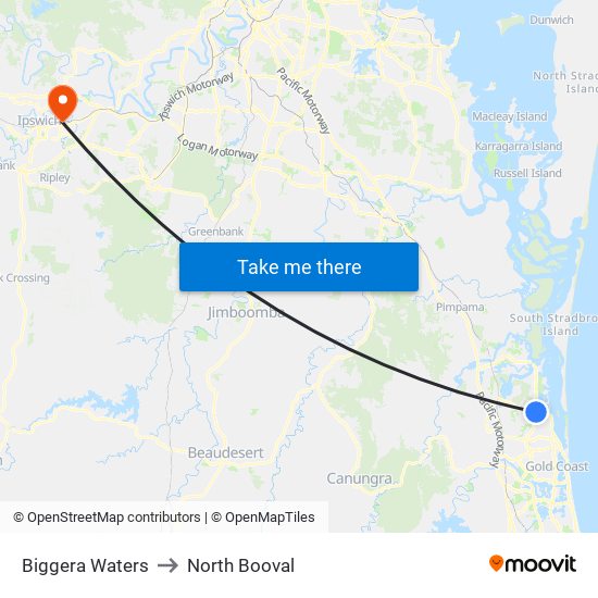 Biggera Waters to North Booval map