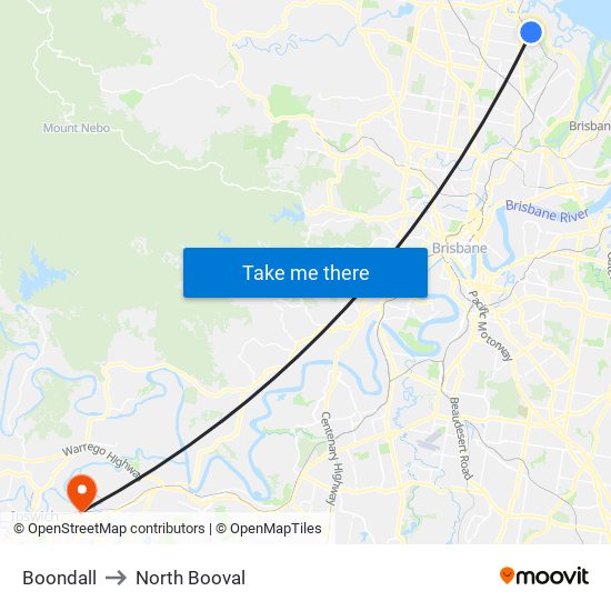 Boondall to North Booval map