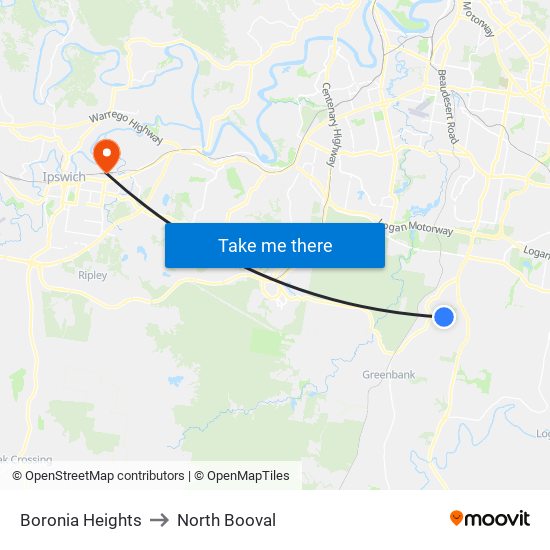 Boronia Heights to North Booval map