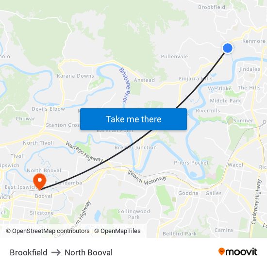 Brookfield to North Booval map
