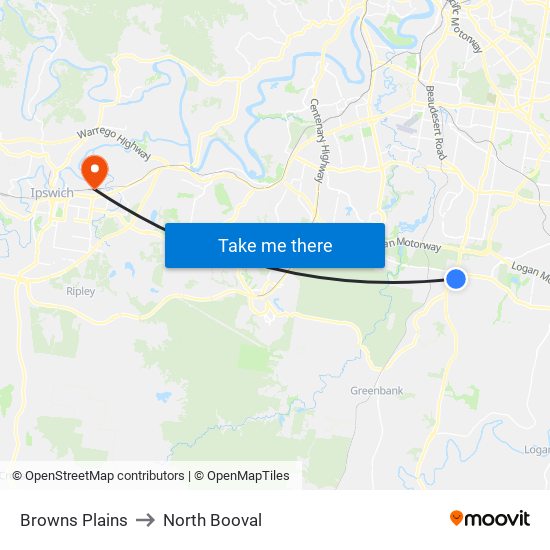 Browns Plains to North Booval map