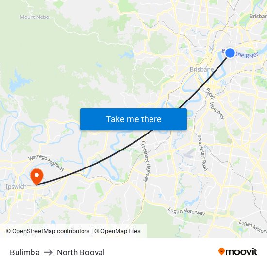 Bulimba to North Booval map