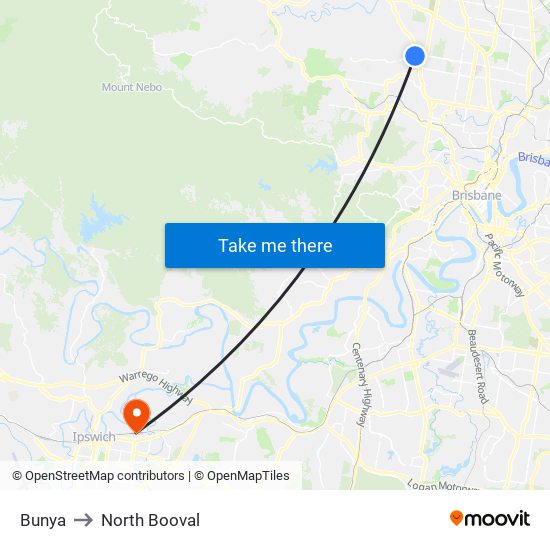Bunya to North Booval map