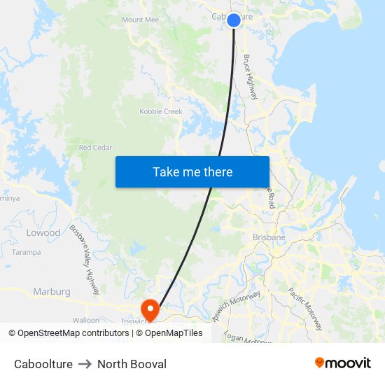 Caboolture to North Booval map