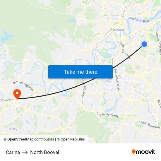 Carina to North Booval map